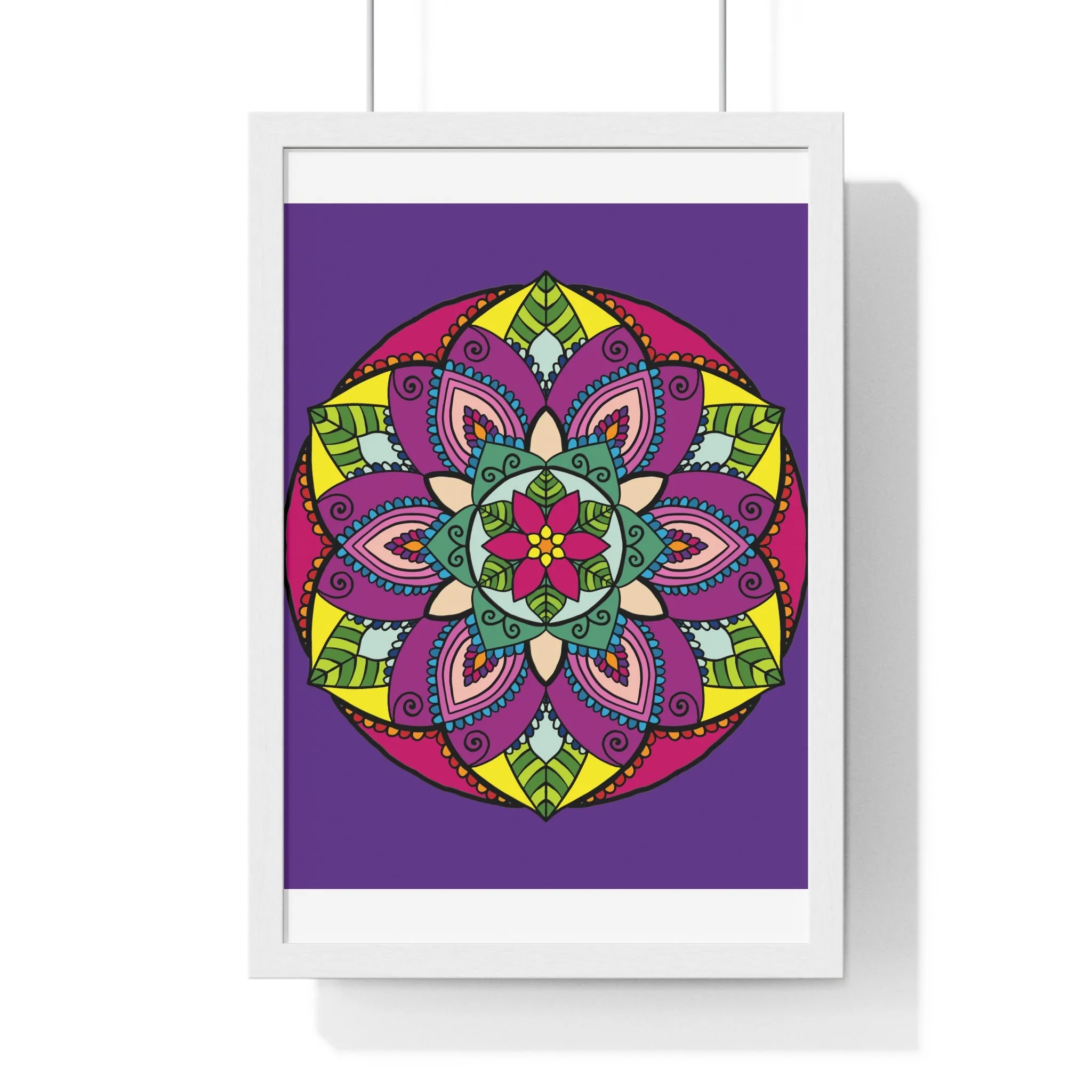 Handmade Mandala Art Poster, Mindfulness Yoga Design, Purple Mandal