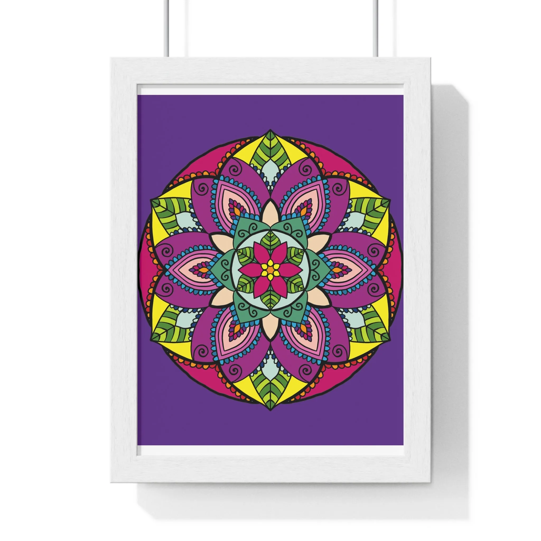 Handmade Mandala Art Poster, Mindfulness Yoga Design, Purple Mandal