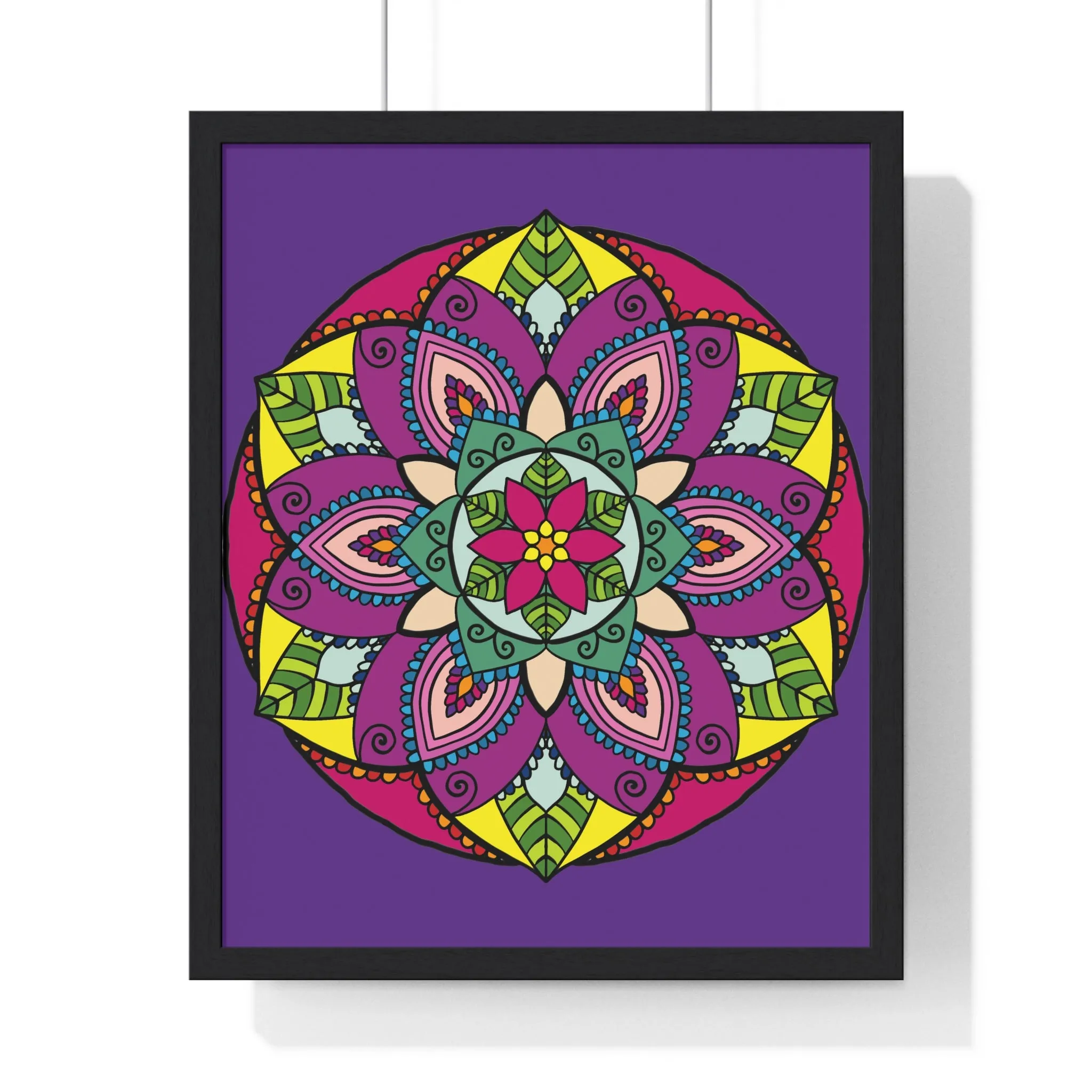 Handmade Mandala Art Poster, Mindfulness Yoga Design, Purple Mandal