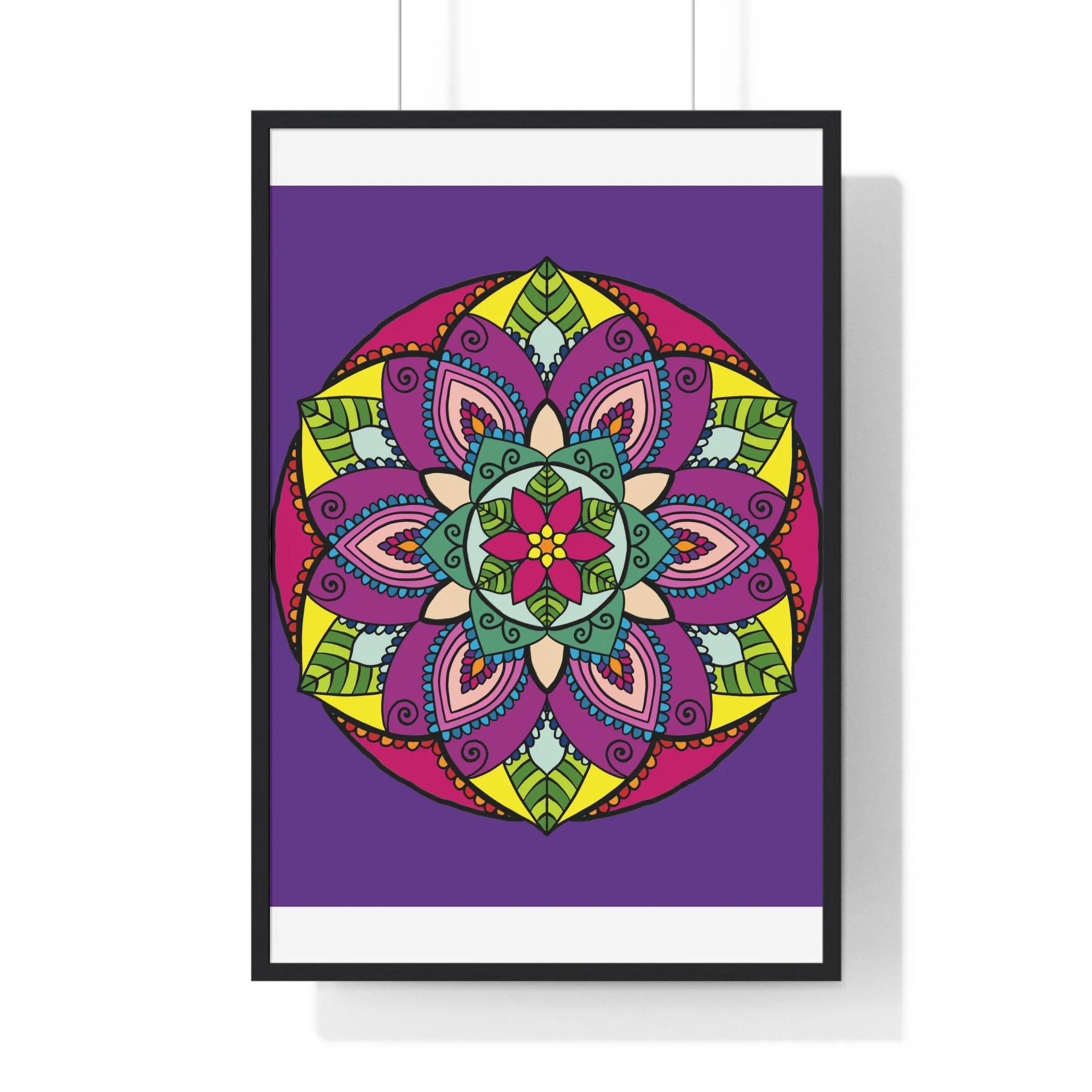 Handmade Mandala Art Poster, Mindfulness Yoga Design, Purple Mandal