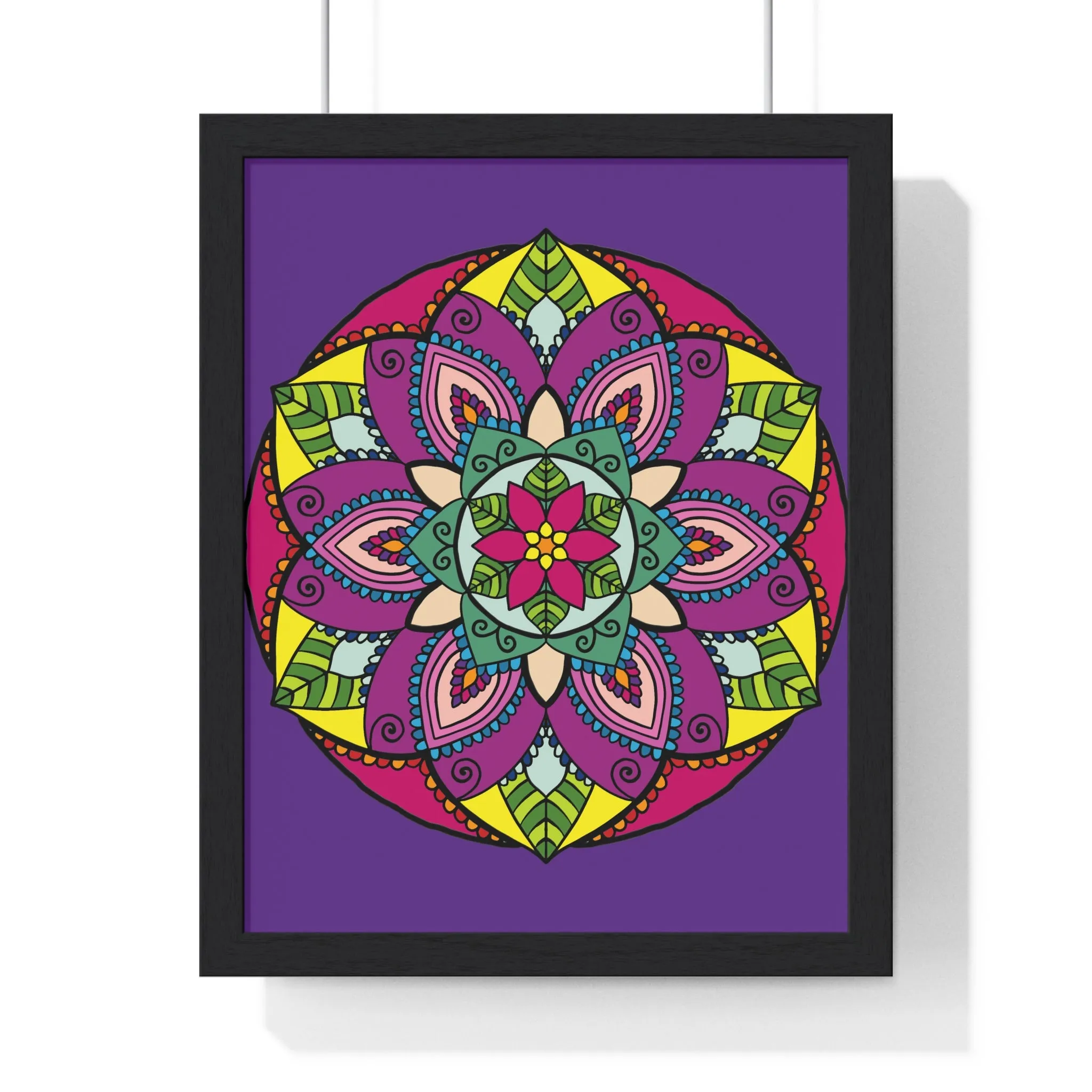 Handmade Mandala Art Poster, Mindfulness Yoga Design, Purple Mandal