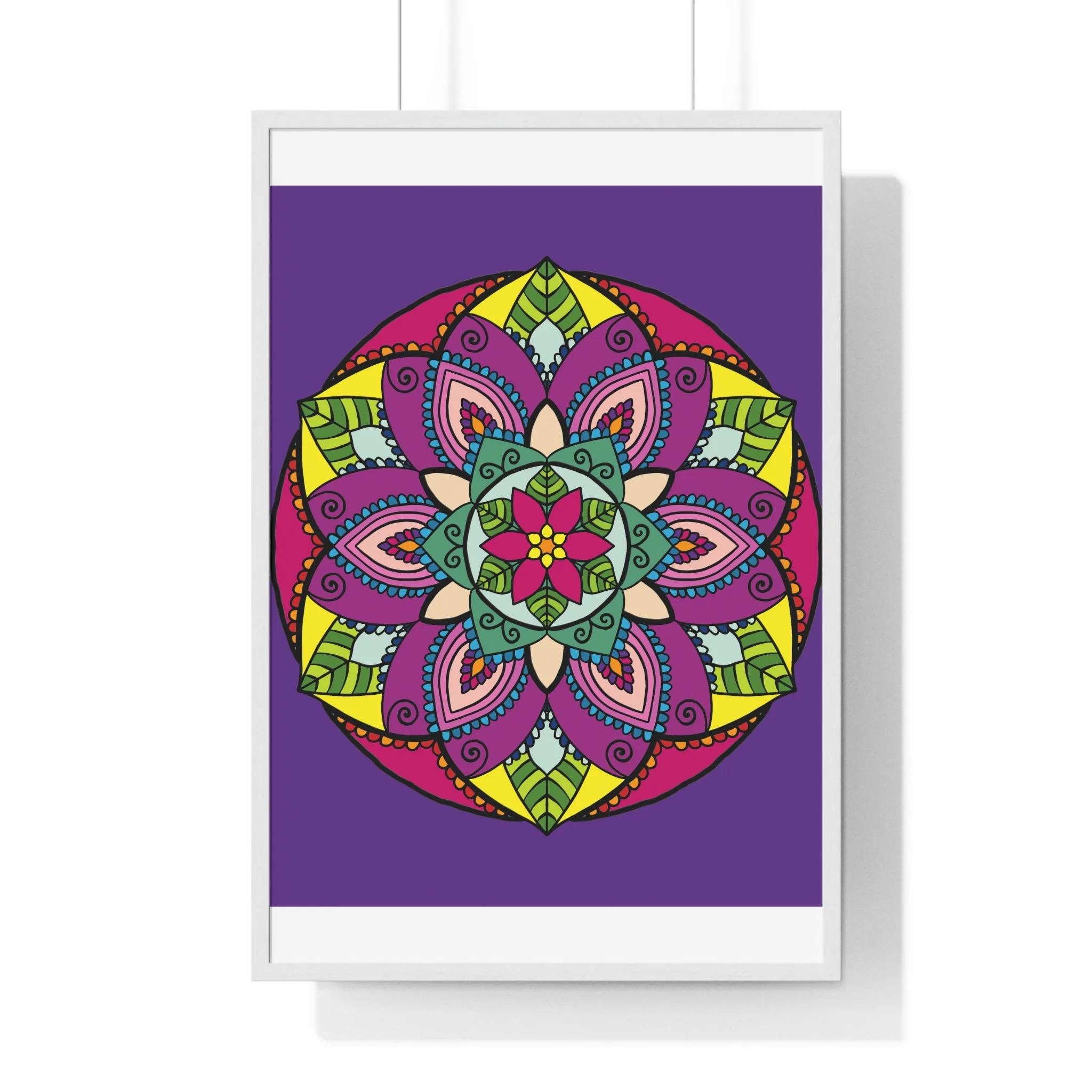 Handmade Mandala Art Poster, Mindfulness Yoga Design, Purple Mandal