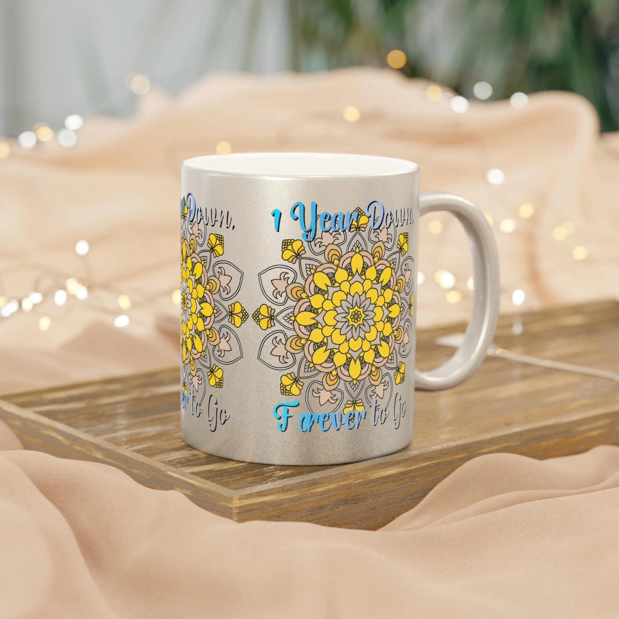 Handmade Mandala Metallic Mug - 1 Year Wedding Anniversary Gift