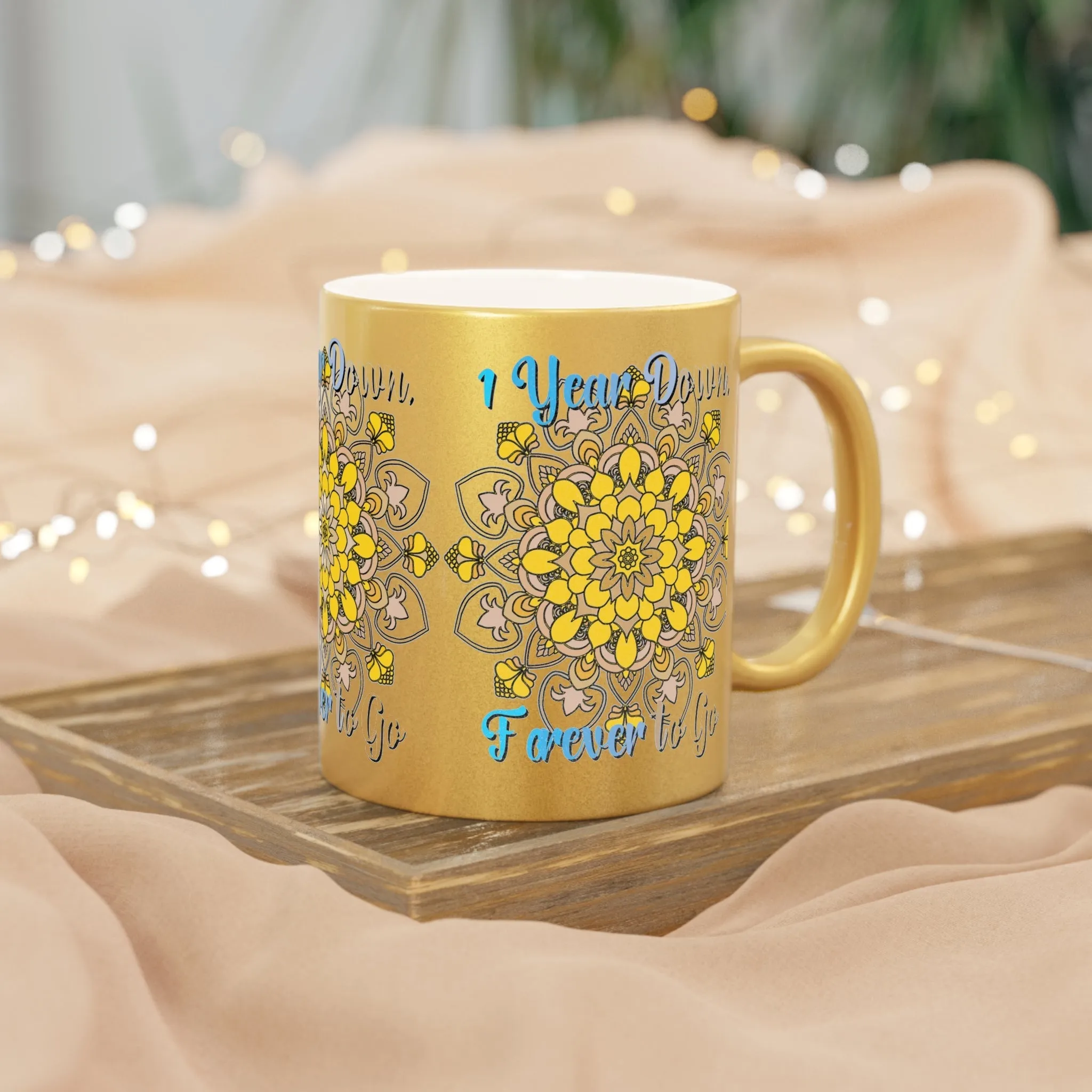 Handmade Mandala Metallic Mug - 1 Year Wedding Anniversary Gift