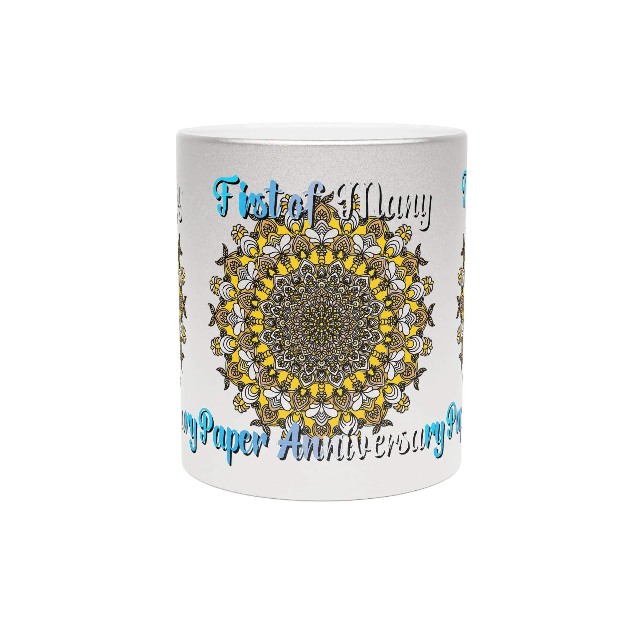 Handmade Mandala Metallic Mug - First Year Anniversary Gift