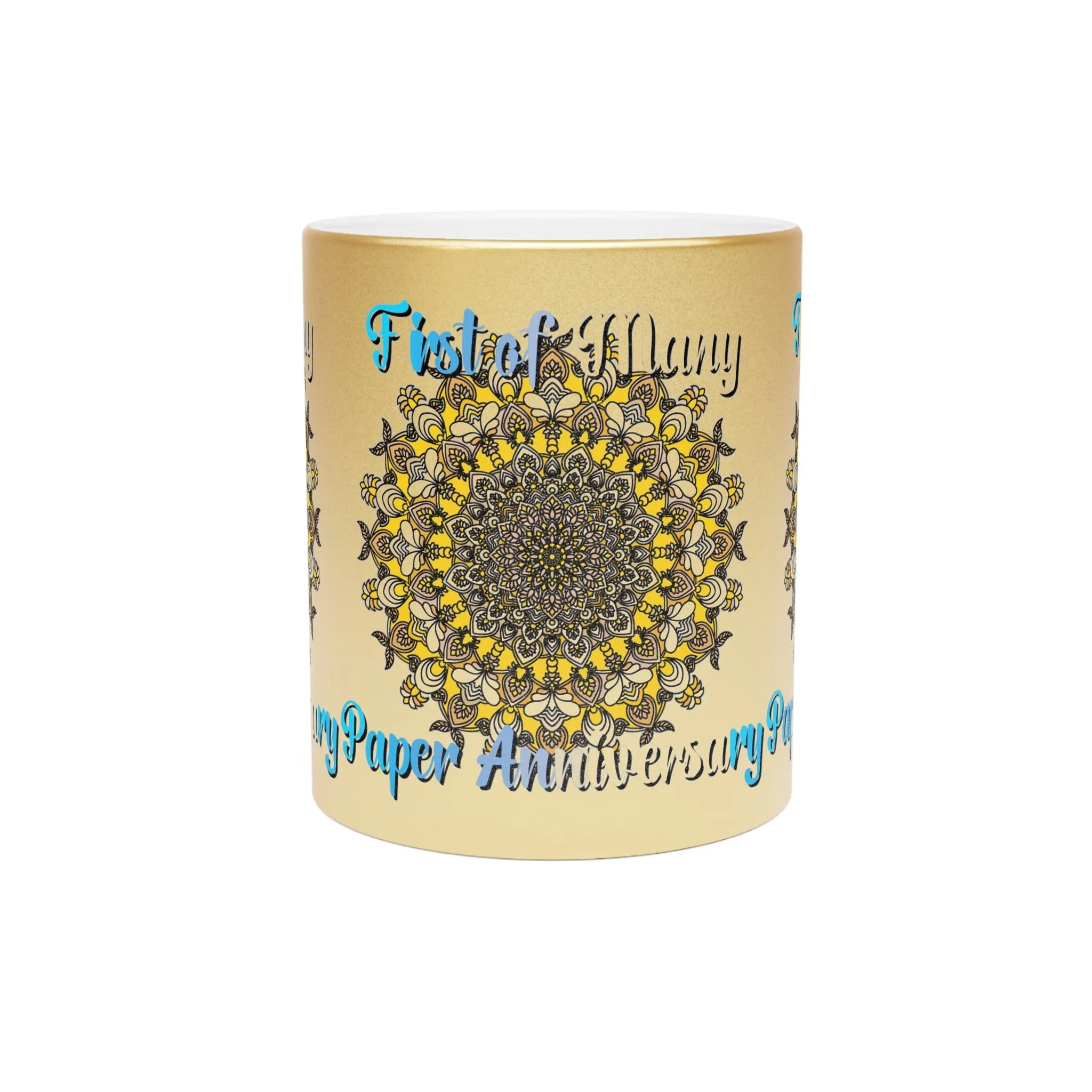 Handmade Mandala Metallic Mug - First Year Anniversary Gift