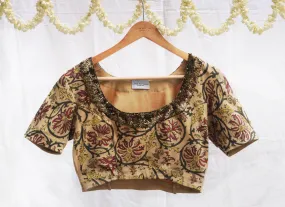 Ivory cream,Digital Print Strechable  knit  blouse