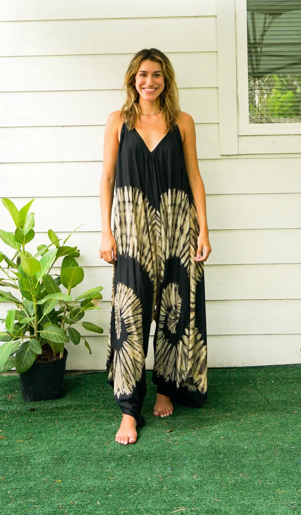 J14- Hand Dyed Wide Leg Boho Hippie Jumpsuits Rompers Pants