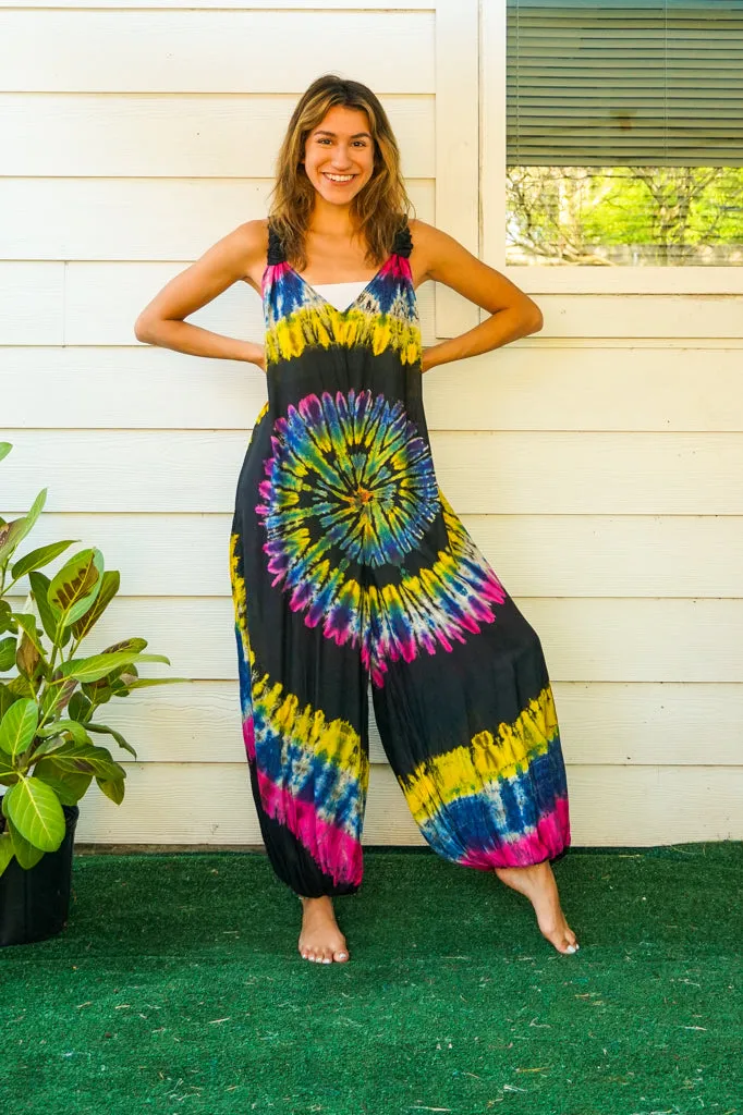 J50- Hand Dyed  Hippie Racerback Jumpsuit Romper