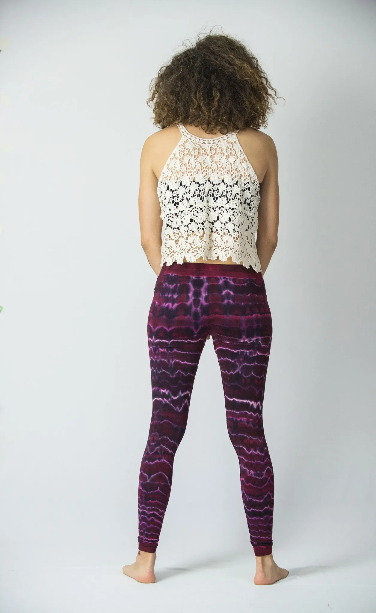 Melting Stripes Tie Dye Cotton Leggings in Magenta