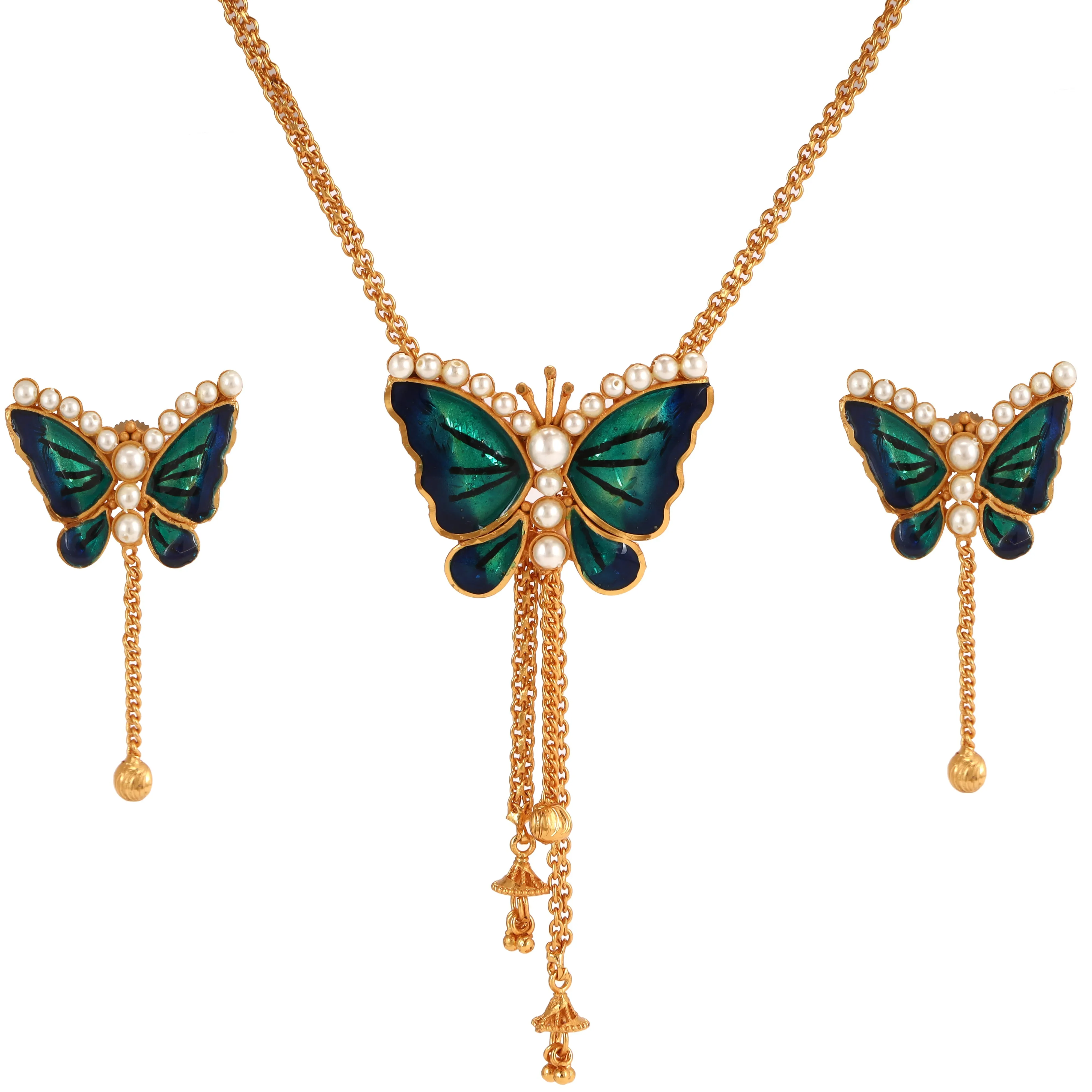 Minakari Butterfly Tie Chain Set (26 Inch)