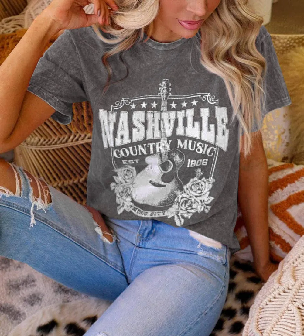 Nashville Music City Graphic Mineral Washed Tee