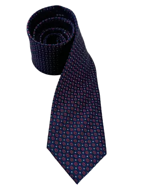 Navy Red Octagram Print Silk Tie