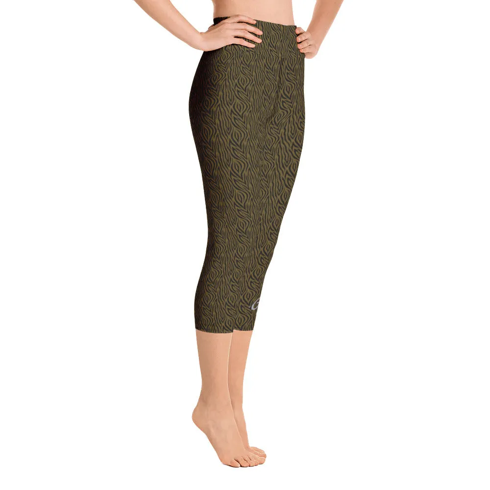 Olive Zebra Yoga Capri Leggings