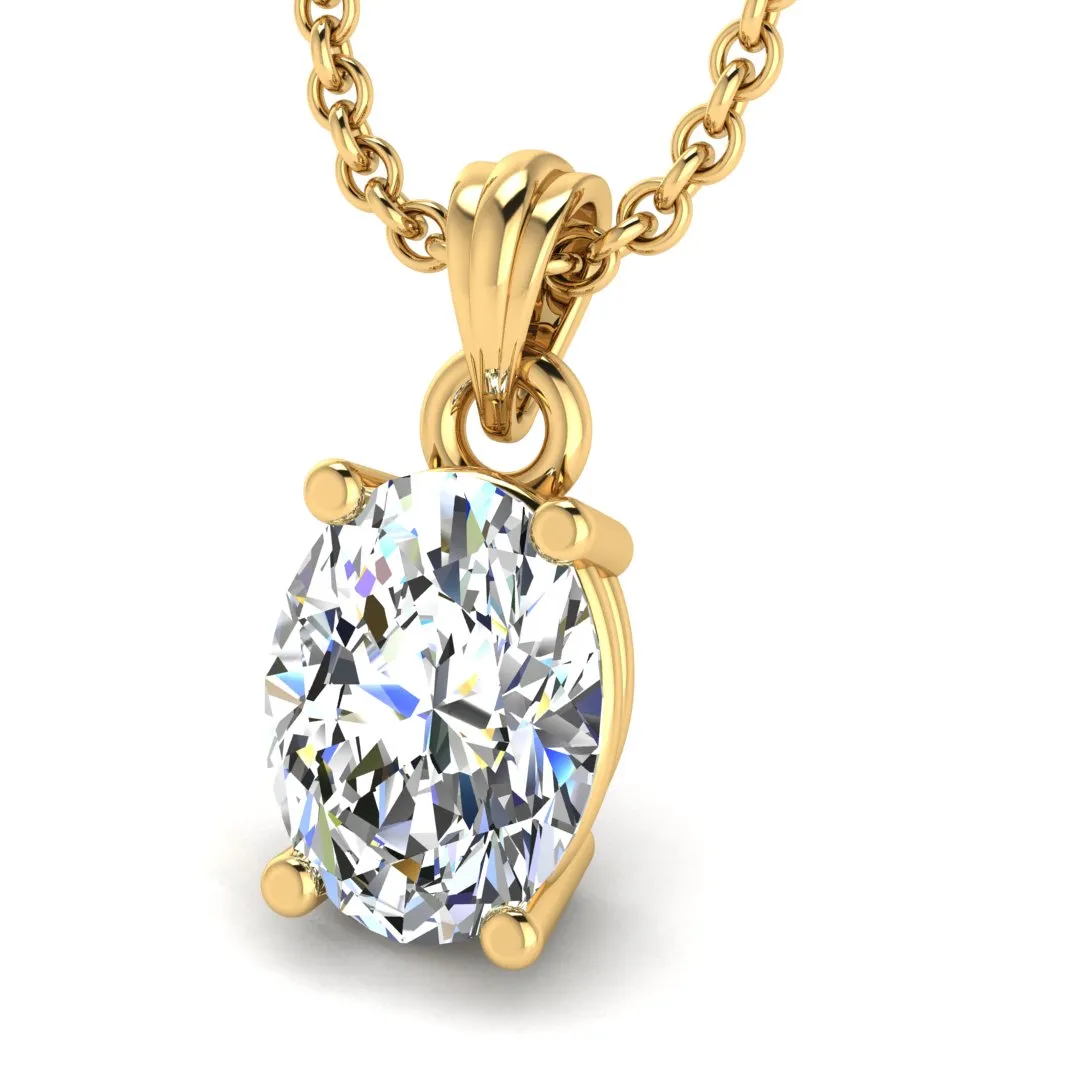 Oval Cut Solitaire Lab Grown Diamond Pendant POC4B