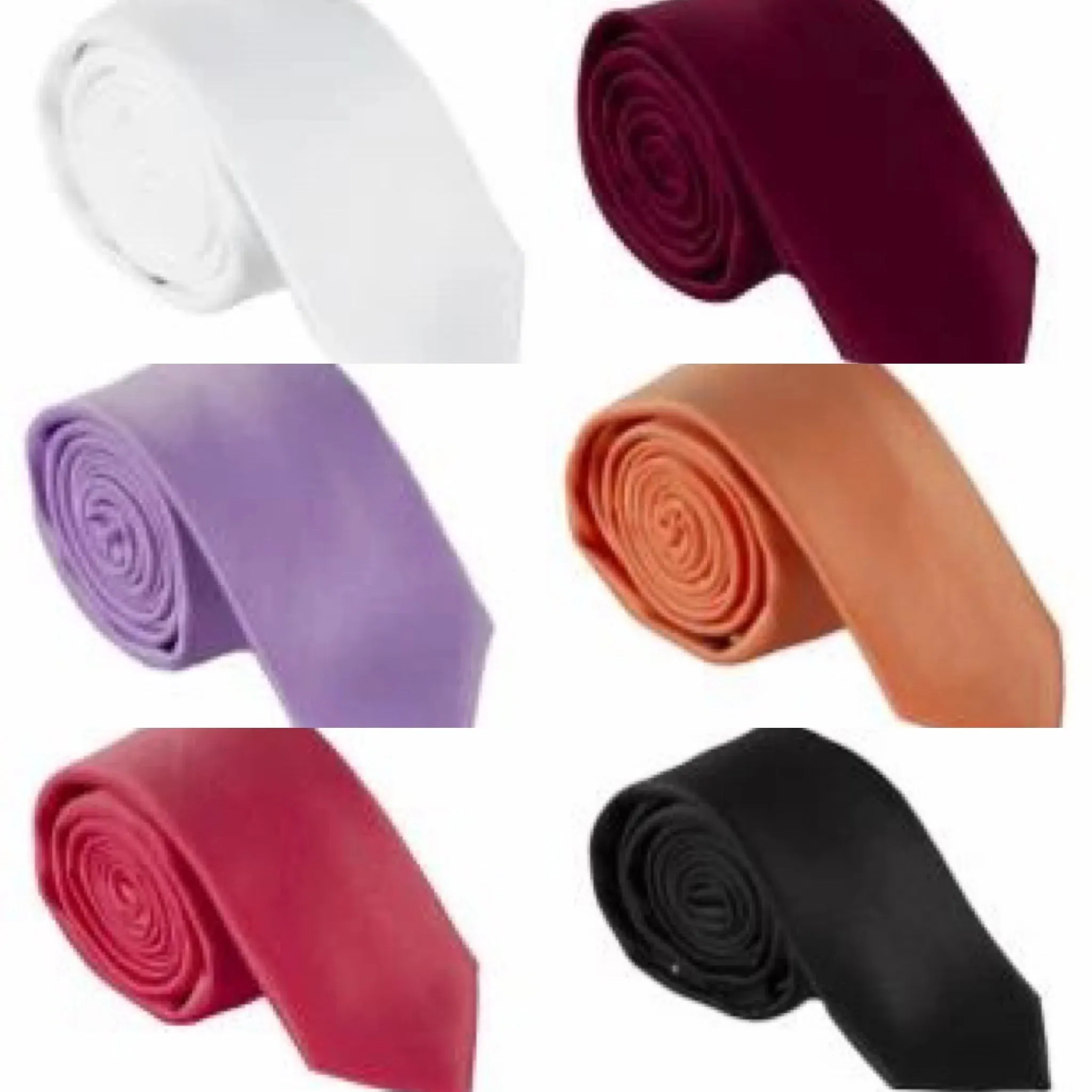 PLAIN MICROFIBER SKINNY TIES ~ 50 COLORS