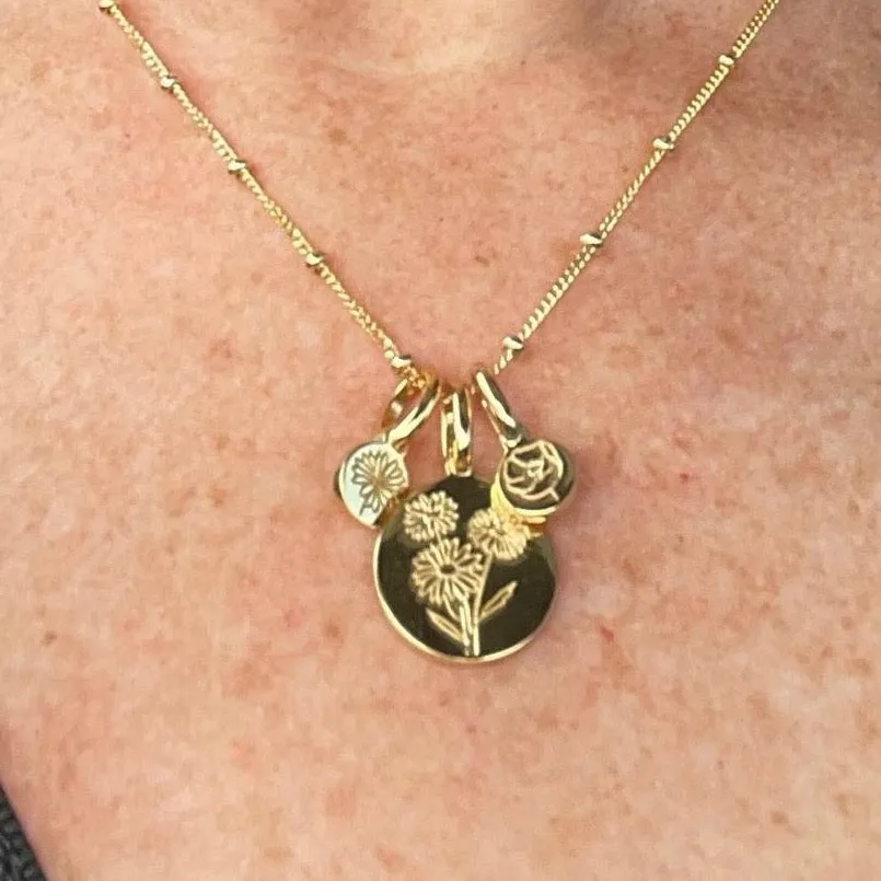 Rose Necklace With Initial - June Flower