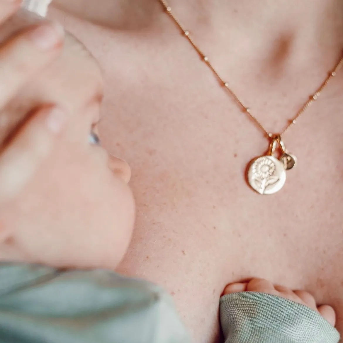 Rose Necklace With Initial - June Flower