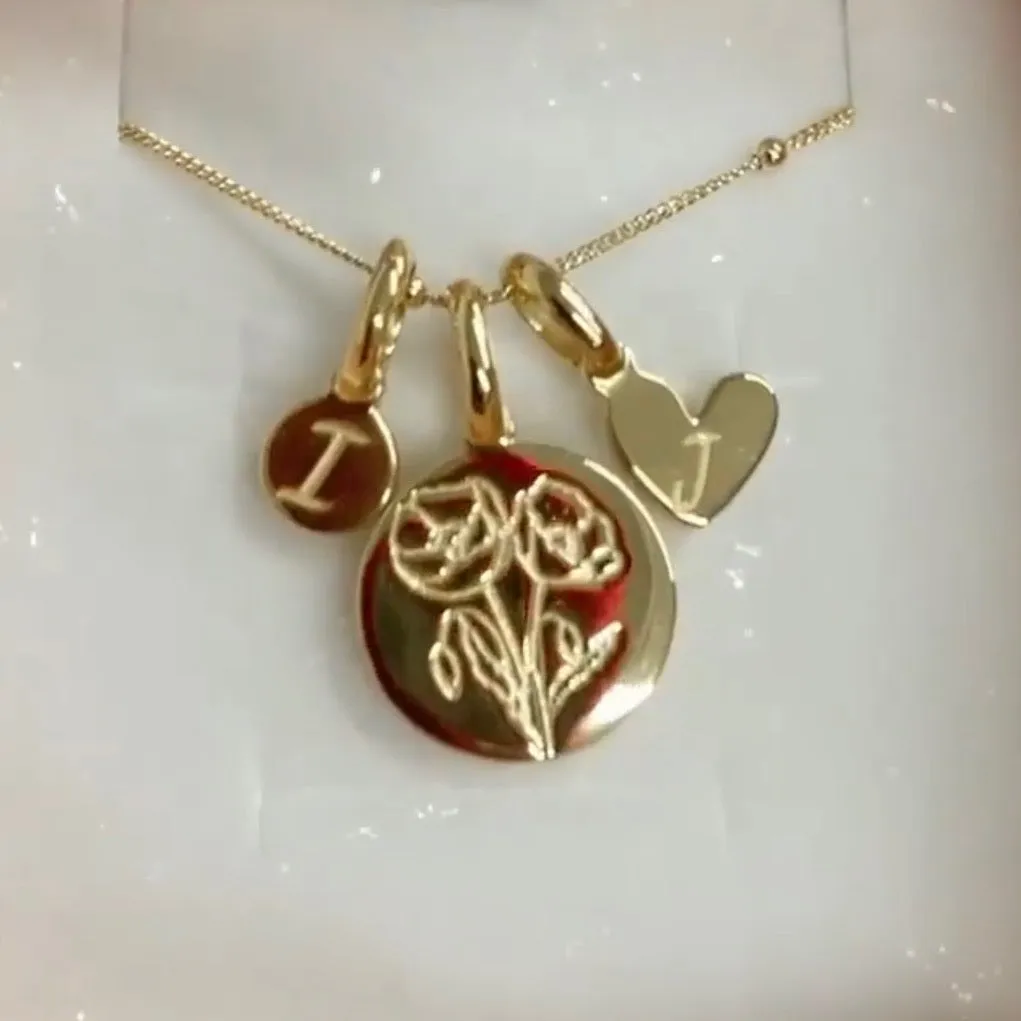 Rose Necklace With Initial - June Flower