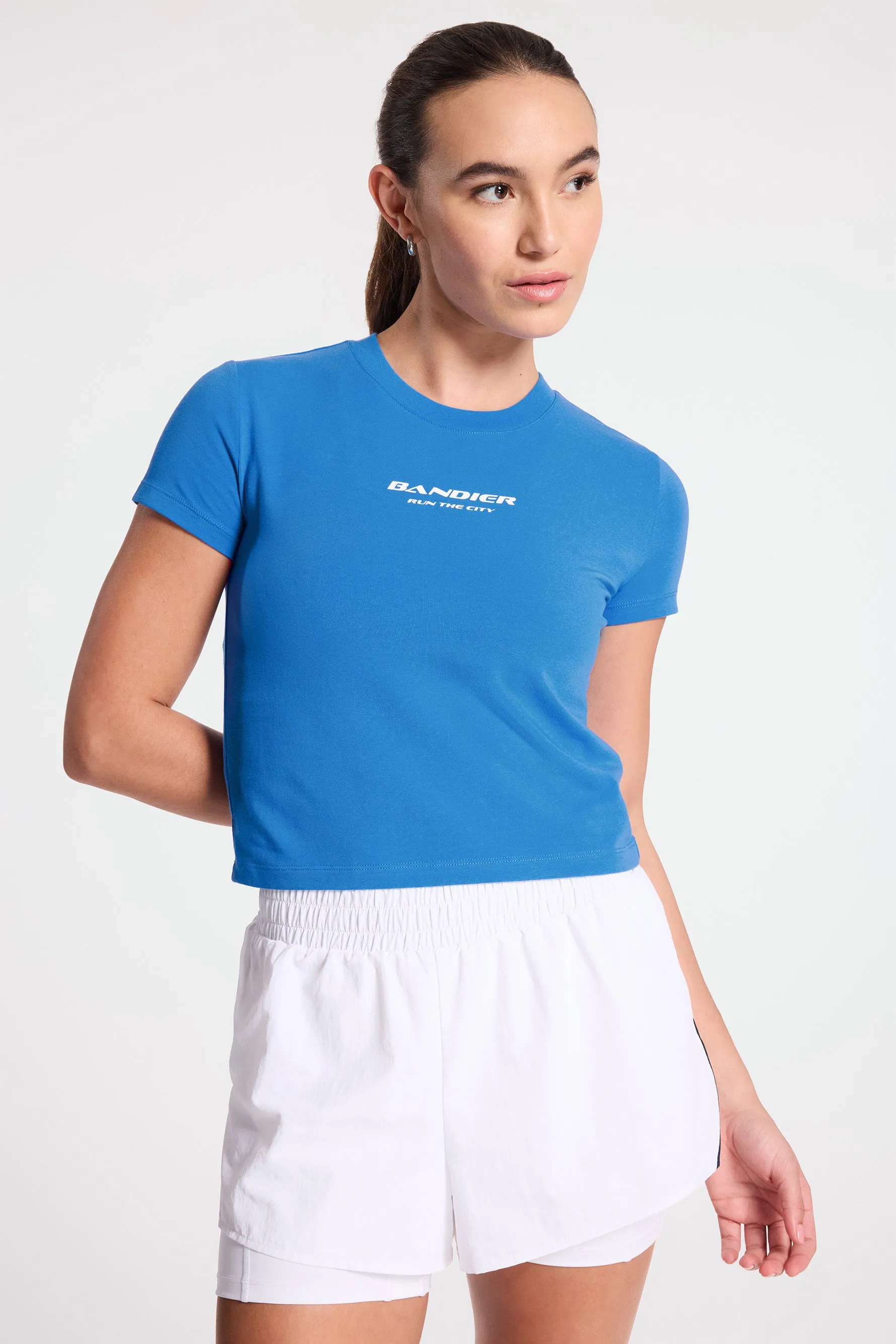 Run the City Baby Tee - French Blue/white