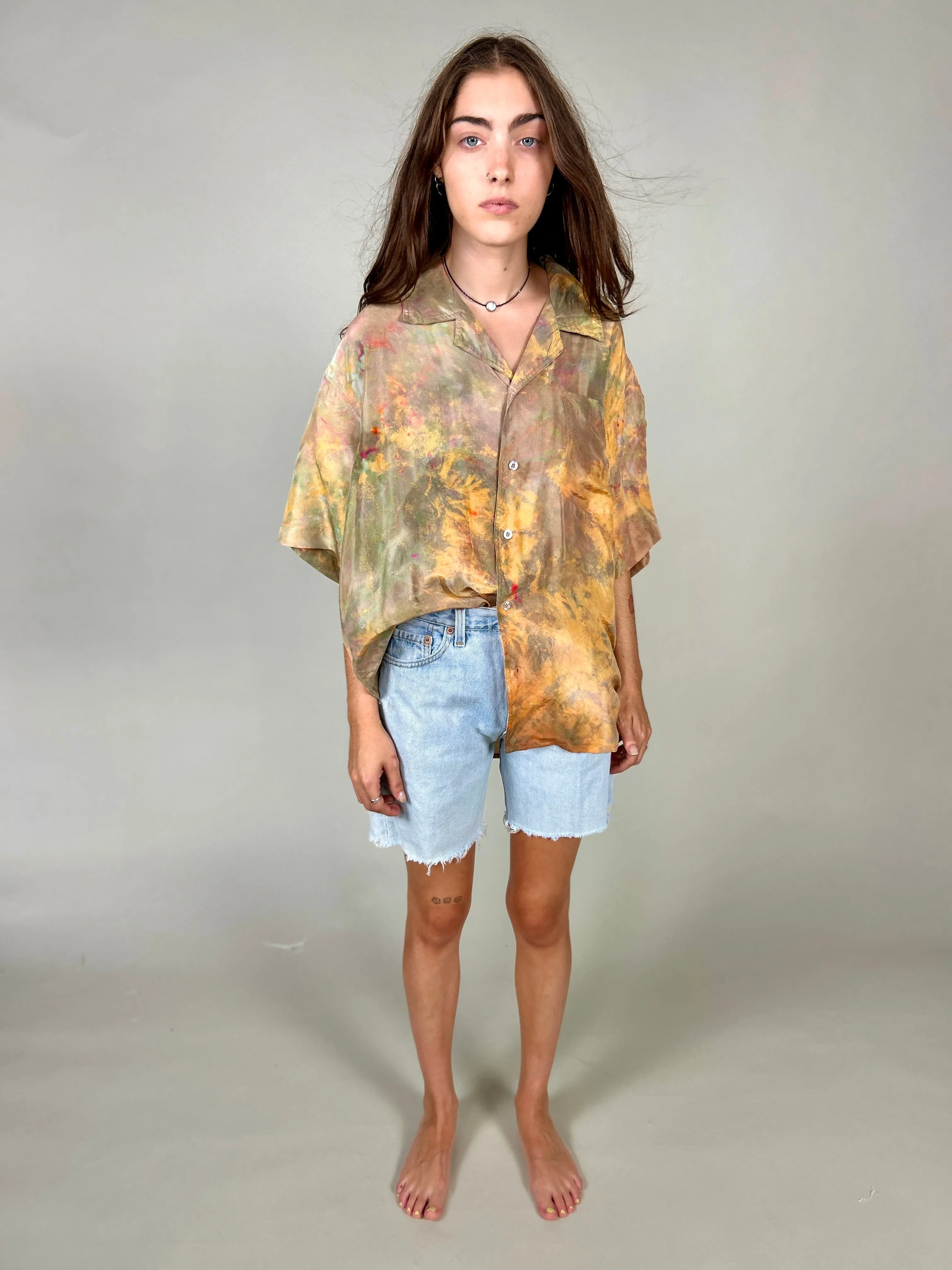 Silk Souvenir Shirt in Cactus Blossom