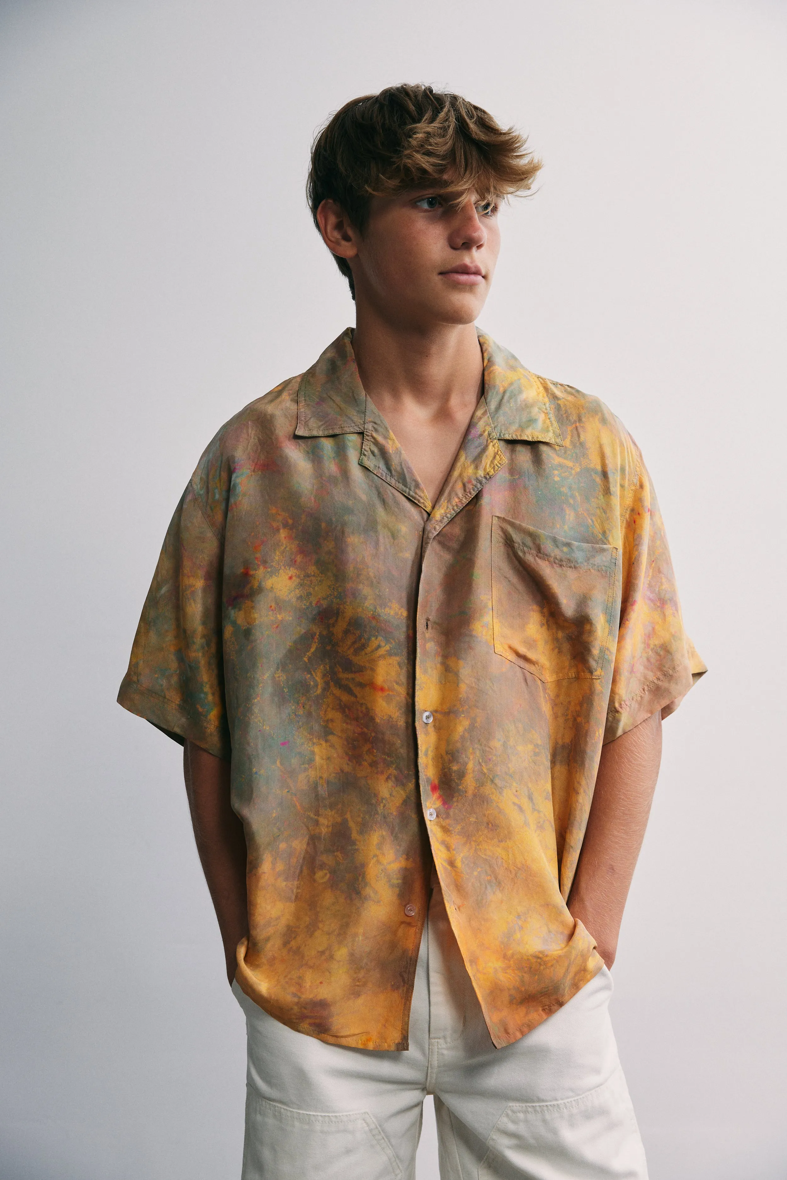 Silk Souvenir Shirt in Cactus Blossom