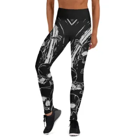 Skull Crossbones Swirl Black Leggings