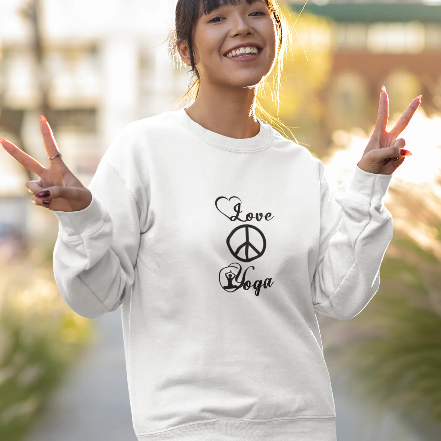 Sweatshirt Bio - Love Peace Yoga -