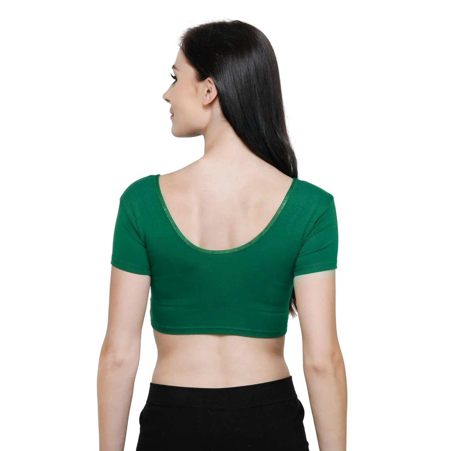 Vami Women's Cotton Stretchable Readymade Blouses - Rich Green