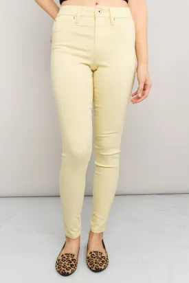 YMI Jeanswear Kate Hyper-Stretch Full Size Mid-Rise Skinny Jeans in Banana Cream